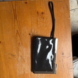 Calvin Klein Black Patent Leather Wristlet